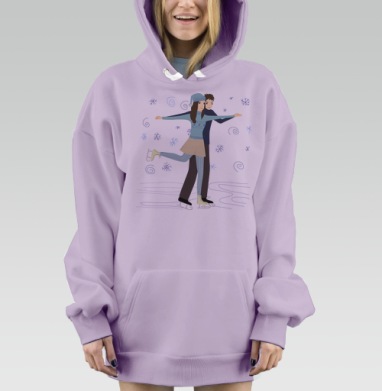 Романтическое зимнее катание на коньках парой, Hoodie Mjhigh Dig Mel, Fiolet, утепленная