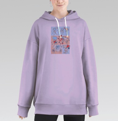 Романтичный комикс о роботах и цифровых чувствах люблю Reddit навсегда, Hoodie Long Oversize Fiolet