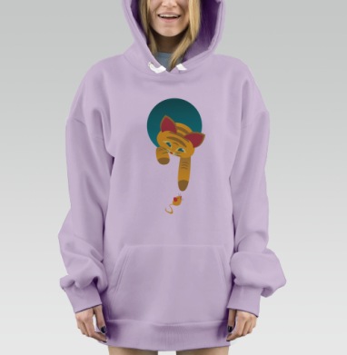 Рыжий котенок и мышонок, Hoodie Mjhigh Dig Mel, Fiolet, утепленная
