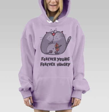 Russian Student - forever young - forever hungry / Русский студент — вечно молодой, вечно голодный, Hoodie Mjhigh Dig Mel, Fiolet, утепленная