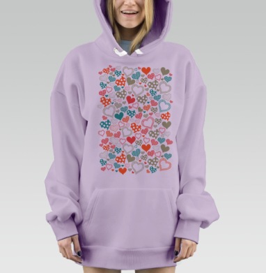 Сердечки, Hoodie Mjhigh Dig Mel, Fiolet, утепленная