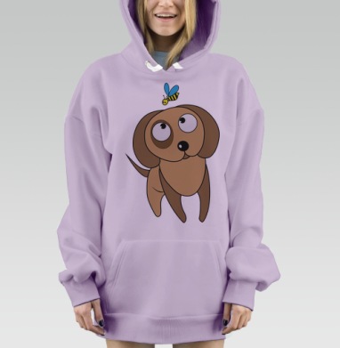 Щенок с пчелой, Hoodie Mjhigh Dig Mel, Fiolet, утепленная