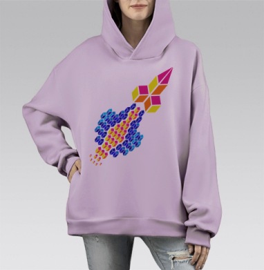 Simply rocket (Ракета), Hoodie Mono Fiolet, оверсайз, утепленная