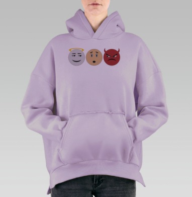 Символ внутреннего выбора: Ангел, Человек, Дьявол, Hoodie Oversize Fiolet, утепленная