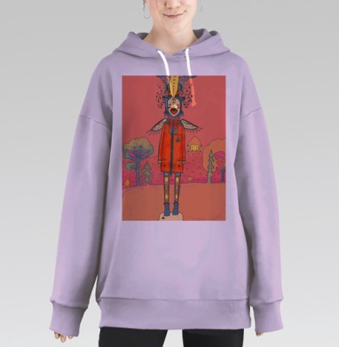 Сказочный Фольклорный Персонаж с Уникальным Нарядом, Hoodie Long Oversize Fiolet
