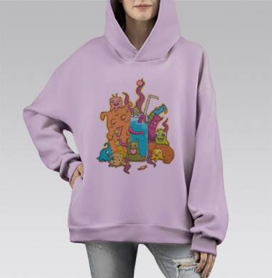 Сладкоежки, Hoodie Mono Fiolet, оверсайз, утепленная