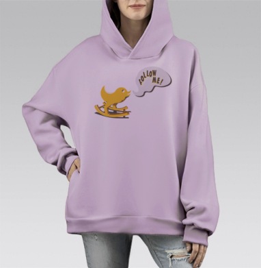 Следуй за мной, Hoodie Mono Fiolet, оверсайз, утепленная