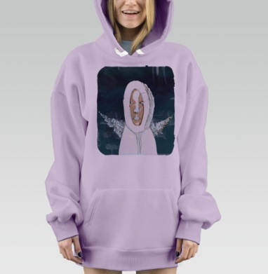 Слияние человека и природы в северном стиле FúSn, Hoodie Mjhigh Dig Mel, Fiolet, утепленная
