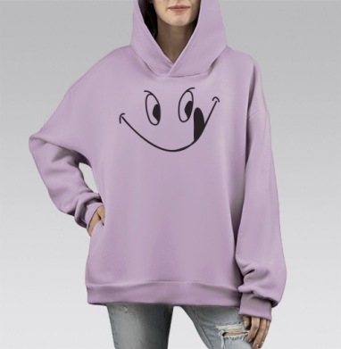 smile / Улыбка, Hoodie Mono Fiolet, оверсайз, утепленная