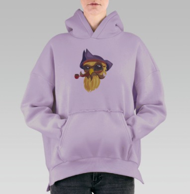 СОВА ПИРАТ - МИЛЫЕ ГЛАЗКИ. АРРР., Hoodie Oversize Fiolet, утепленная