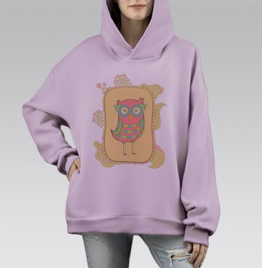 Совушка, Hoodie Mono Fiolet, оверсайз, утепленная