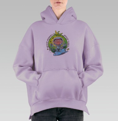 Space monkey / Космическая обезьяна, Hoodie Oversize Fiolet, утепленная