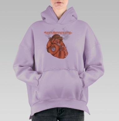 STEAMPUNK HEART / Стимпанк-сердце, Hoodie Oversize Fiolet, утепленная