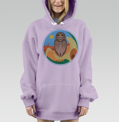 Стильная декоративная сова в ярких тонах, Hoodie Mjhigh Dig Mel, Fiolet, утепленная