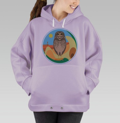 Стильная декоративная сова в ярких тонах, Hoodie Oversize Fiolet