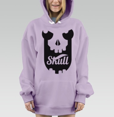 Стильный эмблема Skull с черепом – дерзкий дизайн, Hoodie Mjhigh Dig Mel, Fiolet, утепленная