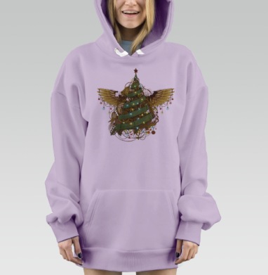 Стимпанк рождественская елка с механическими крыльями, Hoodie Mjhigh Dig Mel, Fiolet, утепленная