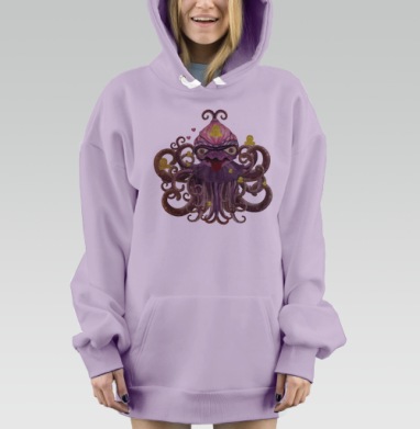 Surreal Octopus / Сюрреалистичный осьминог дружелюбного хаоса трикстер, Hoodie Mjhigh Dig Mel, Fiolet, утепленная