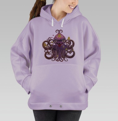 Surreal Octopus / Сюрреалистичный осьминог дружелюбного хаоса трикстер, Hoodie Oversize Fiolet