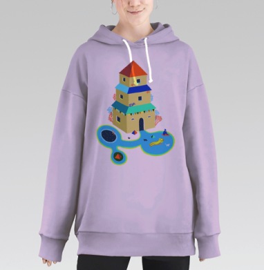 Сюрреалистический мир спокойствия и уединения, Hoodie Long Oversize Fiolet