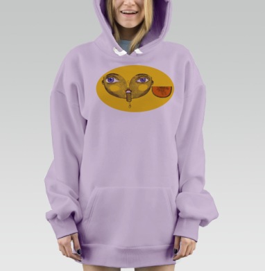 Сюрреалистическое лицо с ярким фруктом и эмоциями, Hoodie Mjhigh Dig Mel, Fiolet, утепленная
