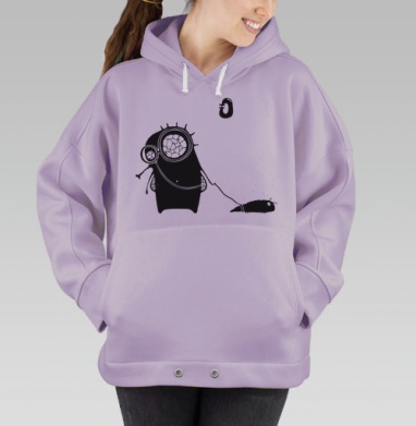 Сюрреалистическое существо выгуливает слизня на поводке, Hoodie Oversize Fiolet