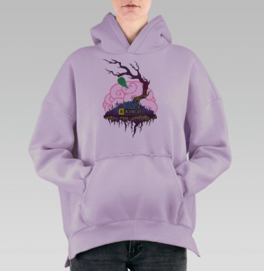 Сюрреалистичное дерево жизни на мозговом острове, Hoodie Oversize Fiolet, утепленная