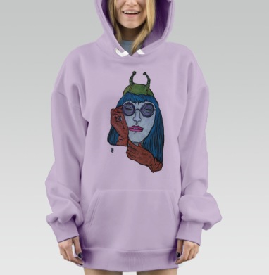 Сюрреалистичный портрет с зелёным шлемом, Hoodie Mjhigh Dig Mel, Fiolet, утепленная