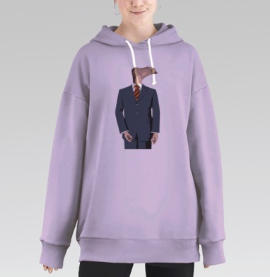 Сюрреалистичный постер человек со ступнёй вместо головы, Hoodie Long Oversize Fiolet