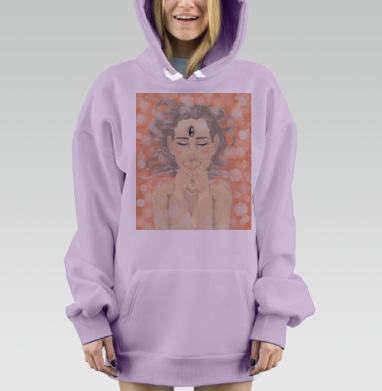 Таинственная мудрость и интуиция в образе девушки, Hoodie Mjhigh Dig Mel, Fiolet, утепленная