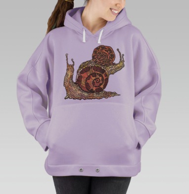 Теплая пара улиток с красно-коричневым панцирем, Hoodie Oversize Fiolet