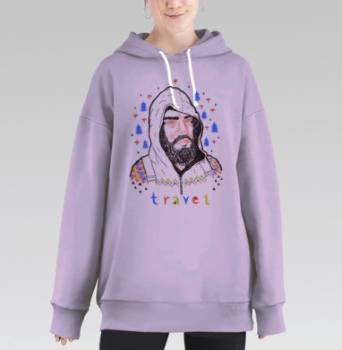 Travel  / Путешествия, Hoodie Long Oversize Fiolet