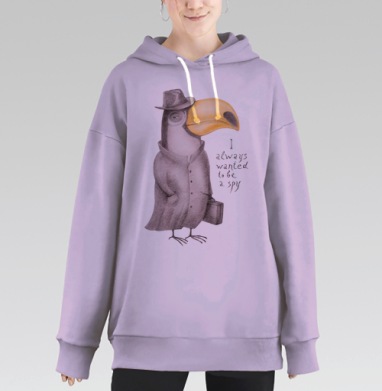 Тукан-шпион в стиле акварели – забавный арт-принт, Hoodie Long Oversize Fiolet