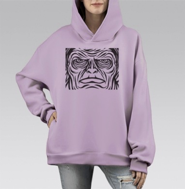 Тяжелый взгляд, Hoodie Mono Fiolet, оверсайз, утепленная