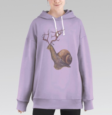 Улитка с оленьими ветвистыми рогами медленного роста, Hoodie Long Oversize Fiolet