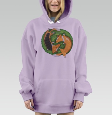 Уютные лисы в стиле инь-янь – картинка спокойствия, Hoodie Mjhigh Dig Mel, Fiolet, утепленная