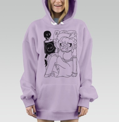 Ведьмочка Близнец с Книжкой, Hoodie Mjhigh Dig Mel, Fiolet, утепленная