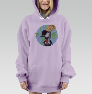 Венценосный журавль в элегантном смокинге, Hoodie Mjhigh Dig Mel, Fiolet, утепленная