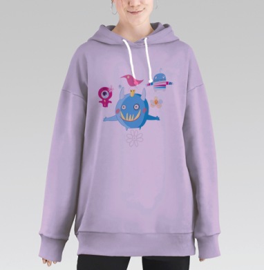 Весёлые монстры, Hoodie Long Oversize Fiolet