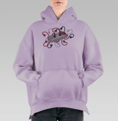 Весёлый удлинитель с лицами вилок, Hoodie Oversize Fiolet, утепленная