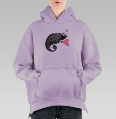 Весёлый хамелеон, Hoodie Oversize Fiolet, утепленная