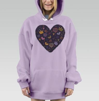 Весеннее сердце, Hoodie Mjhigh Dig Mel, Fiolet, утепленная