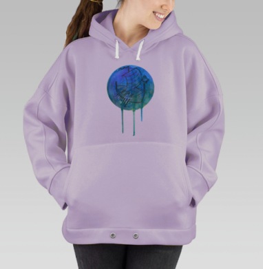 Викингский драккар в акварельной стилистике, Hoodie Oversize Fiolet