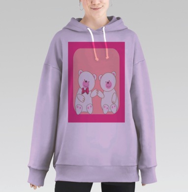 Влюбленные мишки, Hoodie Long Oversize Fiolet