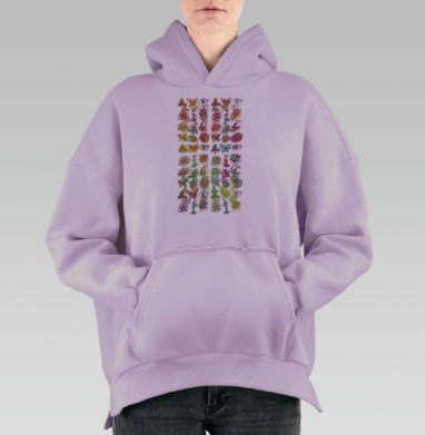 Волшебный глаз: яркая стереограмма с 3D эффектом, Hoodie Oversize Fiolet, утепленная
