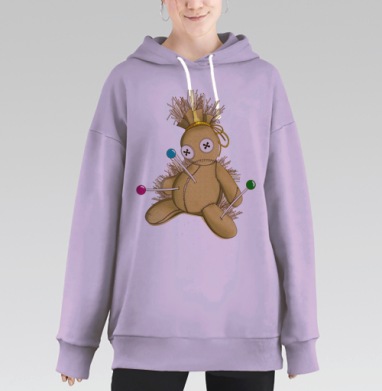 Вуду кукла с булавками символическая боль и месть, Hoodie Long Oversize Fiolet