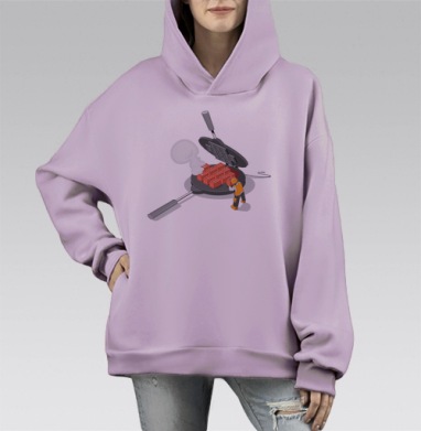 Выпечка кирпичей, Hoodie Mono Fiolet, оверсайз, утепленная