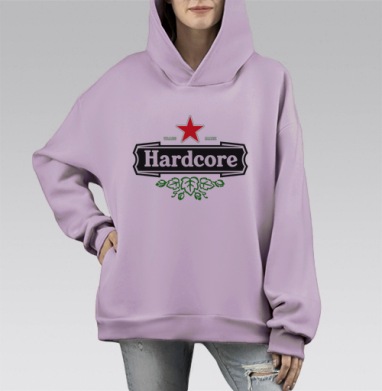 Хардкор, Hoodie Mono Fiolet, оверсайз, утепленная