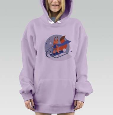 Я люблю санки, Hoodie Mjhigh Dig Mel, Fiolet, утепленная