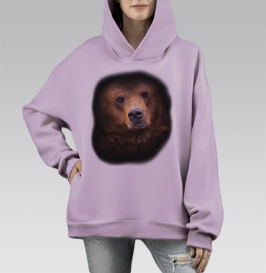 Я медведь!, Hoodie Mono Fiolet, оверсайз, утепленная